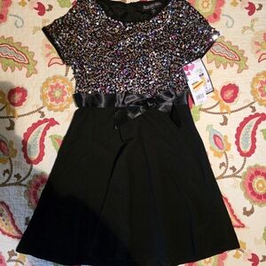 Black and Multicolor Sequin Kids Dress